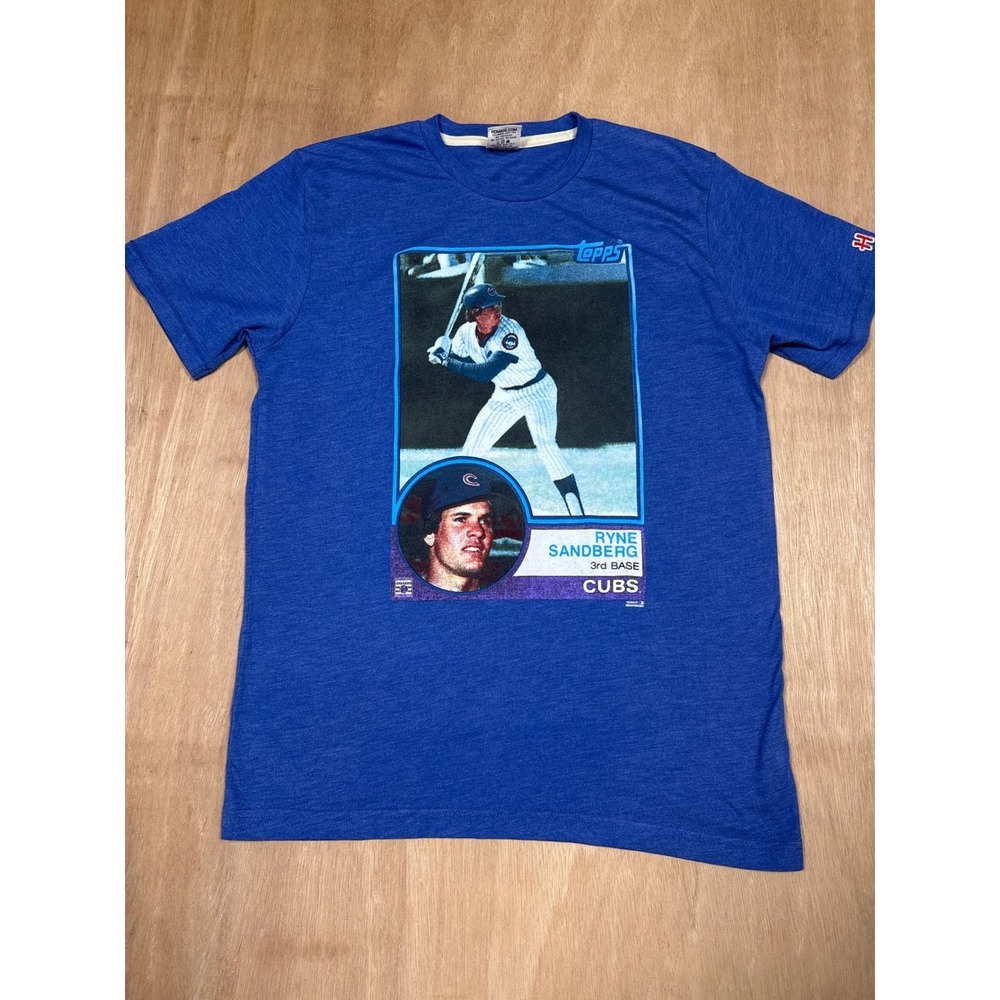 Homage Ryne Sandberg Cubs Baseball T Shirt Mens  Blue Topps Graphic Size S